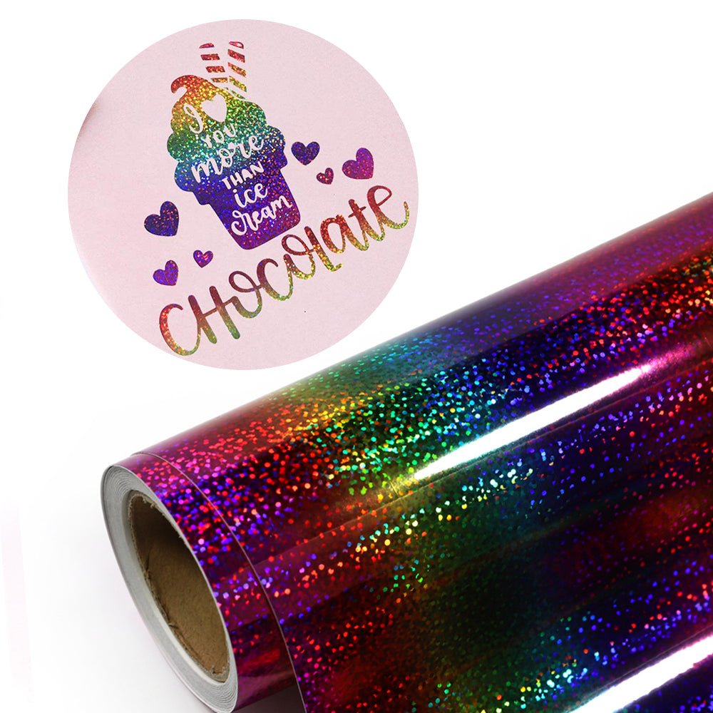 Holographic Rainbow Self-Adhesive Vinyl Roll 12 x 8 Feet,Holographic  Rainbow Craft Vinyl, DIY Adhesive Vinyl Design for Phone Covers, Laptop  Covers