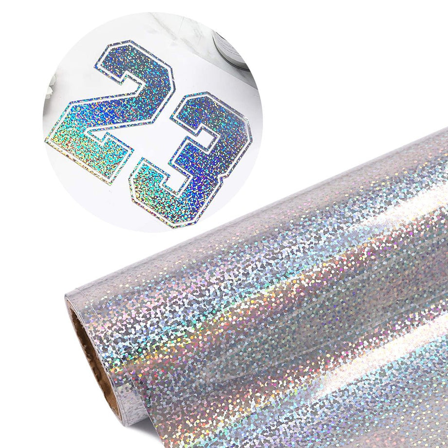 Holographic Self Adhesive Vinyl Iridescent Silver Film Craft Cup Peel and  Stick